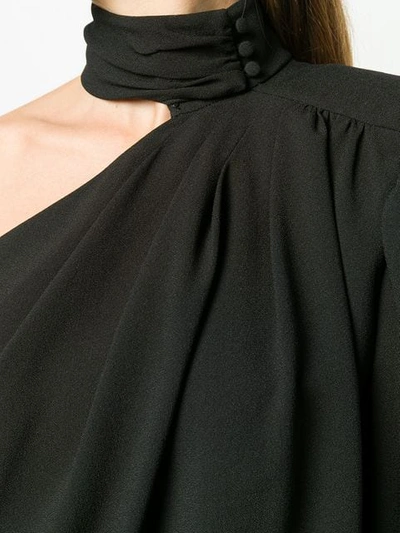 Shop Saint Laurent One Shoulder Mini Dress In Black