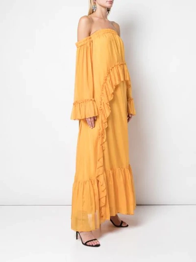 AMUR OFF-SHOULDER RUFFLED MAXI DRESS - 橘色