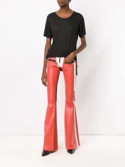 Shop Andrea Bogosian Flared Leather Trousers In Yellow