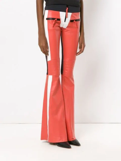 Shop Andrea Bogosian Flared Leather Trousers In Yellow