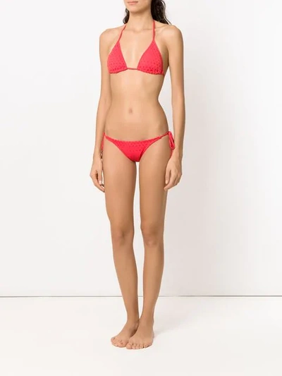 Shop Amir Slama Textured Triangle Top Bikini Set In Red