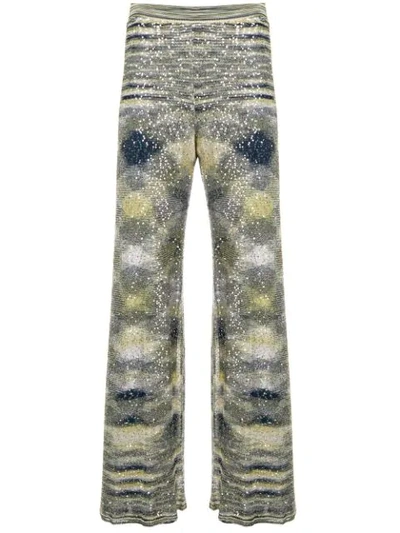 Shop Missoni Patterned Flared Trousers - Blue