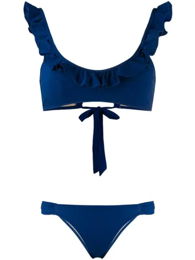 Shop Emmanuela Swimwear Lisa Ruffled Bikini In Blue