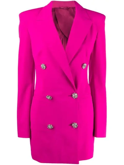 Shop Attico Double Breasted Blazer Dress In Pink