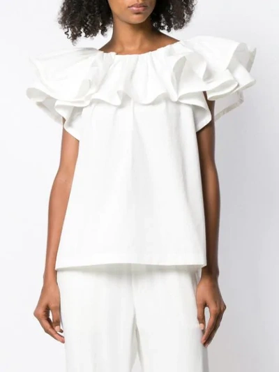 Shop Marc Jacobs Ruffled Neck Blouse - White