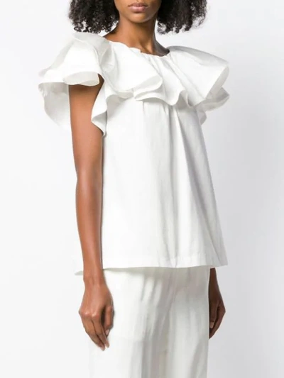 Shop Marc Jacobs Ruffled Neck Blouse - White