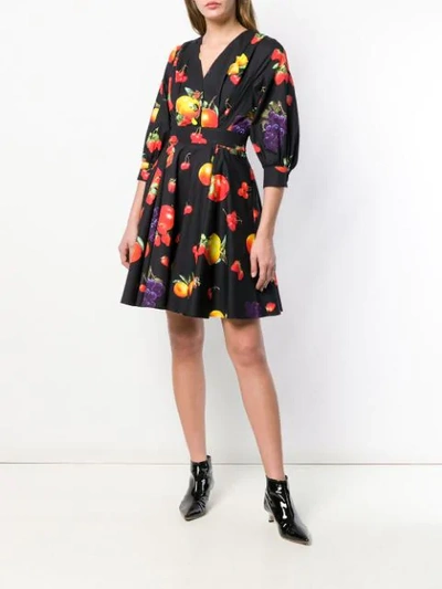 Msgm Fruit Print Dress In Black