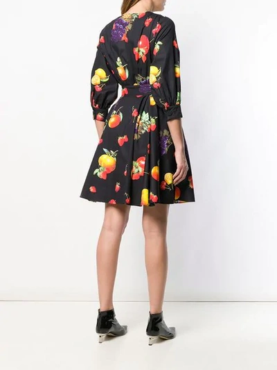 Msgm Fruit Print Dress In Black