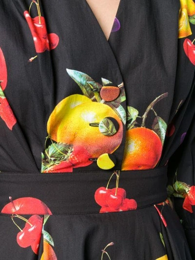 Msgm Fruit Print Dress In Black