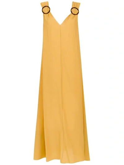Shop Adriana Degreas Embellished Long Dress In Yellow