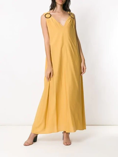Shop Adriana Degreas Embellished Long Dress In Yellow