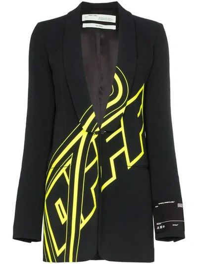 OFF-WHITE LOGO PRINT RELAXED FIT BLAZER JACKET - 黑色