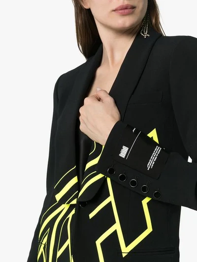 Shop Off-white Logo-print Relaxed-fit Blazer Jacket - Black