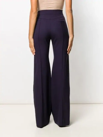 Shop Chloé Side Stripe Flared Trousers In Blue