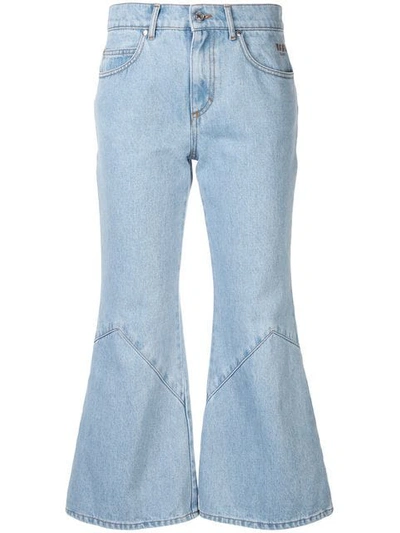 Shop Msgm Anchor Kick Flare Jeans In Blue