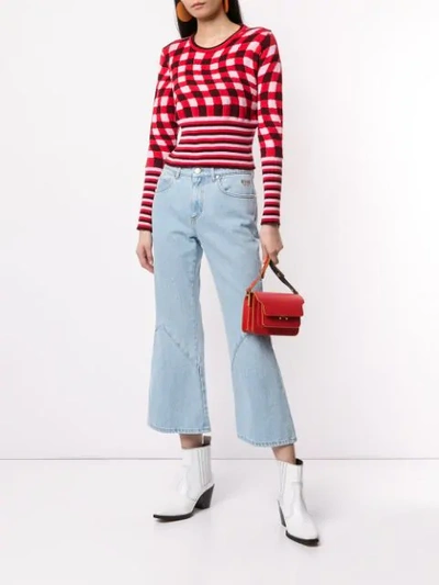 Shop Msgm Anchor Kick Flare Jeans In Blue