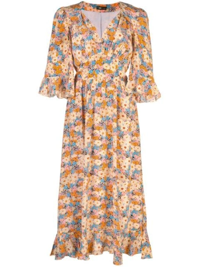 Shop Stine Goya Evelyn Flowers Silk Dress In Multicolour