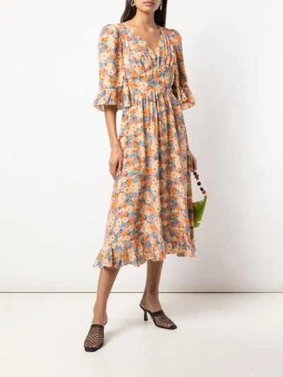 Shop Stine Goya Evelyn Flowers Silk Dress In Multicolour
