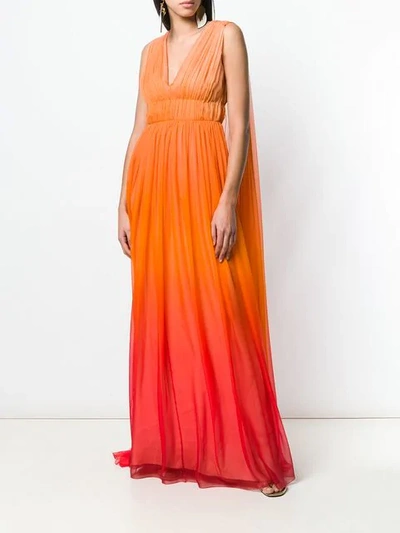 Shop Alberta Ferretti Ombré Goddess Gown In Orange