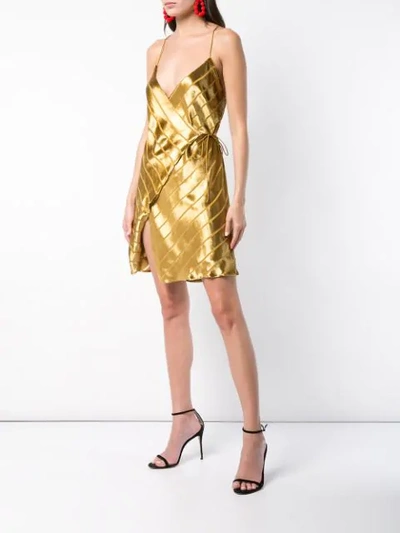 Shop Michelle Mason Strappy Wrap Mini Dress In Gold