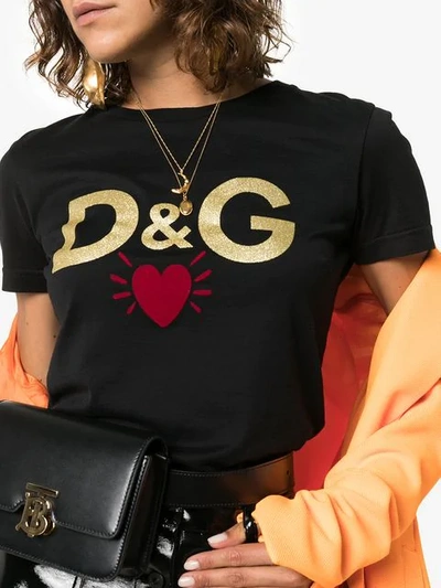 Shop Dolce & Gabbana Logo Heart Print T-shirt In Black