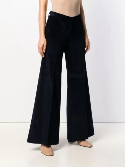 Shop Alberto Biani Corduroy Palazzo Trousers In Blue