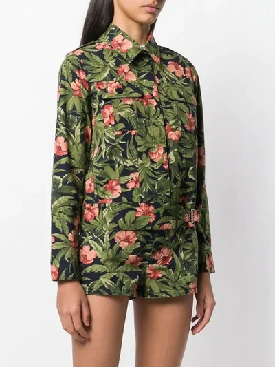 Shop Apc Flower Shirt Jacket In Blue