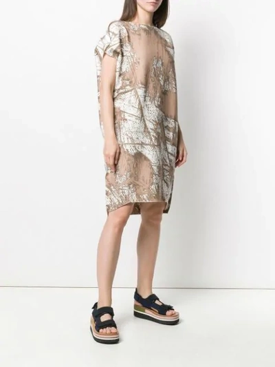 Shop Issey Miyake Plissè Dress In Neutrals