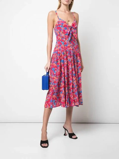 Shop Lhd Floral Print Strappy Midi Dress In Pink
