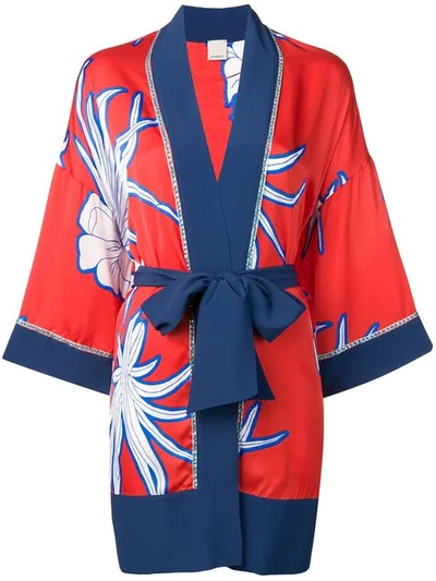 Shop Pinko Printed Kimono Dress In Multicolour