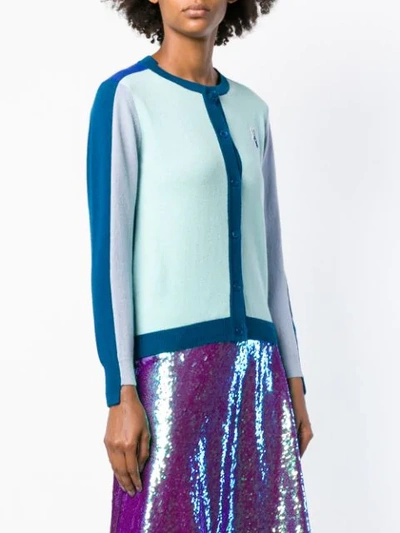 Shop Peter Jensen Colourblock Cardigan In Blue