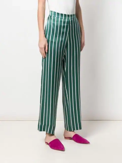 ASCENO STRIPED STRAIGHT TROUSERS - 绿色