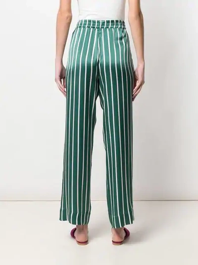 Shop Asceno Striped Straight Trousers In Green