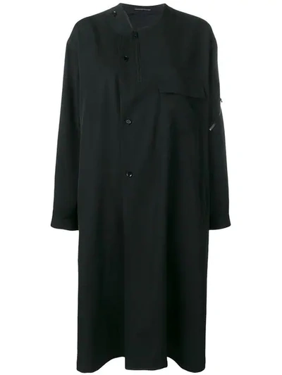 Shop Yohji Yamamoto Button-front Coat - Black