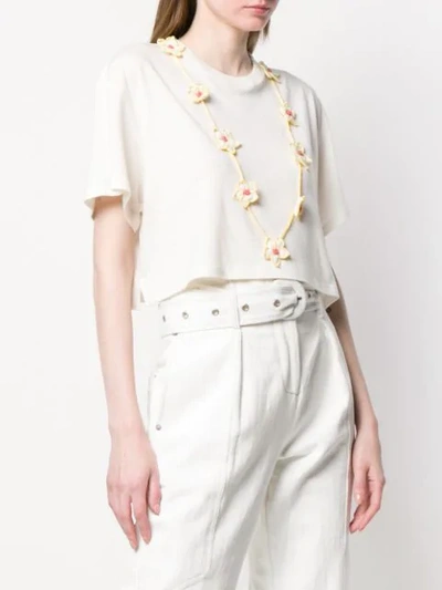 Shop Alanui Floral Necklace T-shirt In White