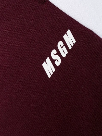 Shop Msgm Colour Block Track Pants In Red