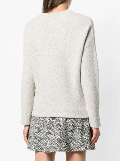 Shop Dorothee Schumacher Brooch Embellished Drop-shoulder Sweater In Grey