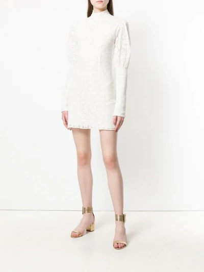 Shop De La Vali Fitted Lace Dress In White