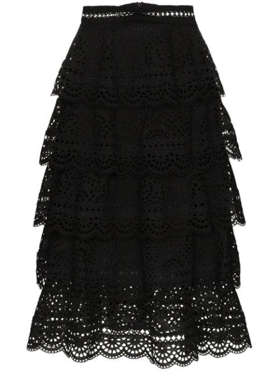 Zimmermann black outlet lace skirt