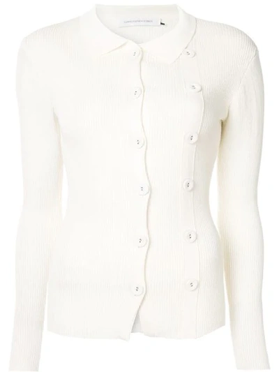 Shop Christopher Esber Double Buttoned Cardigan In White