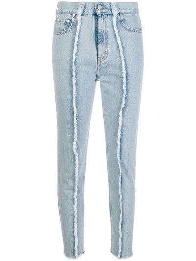 Shop Rokh Frayed Detail Skinny Jeans In Blue