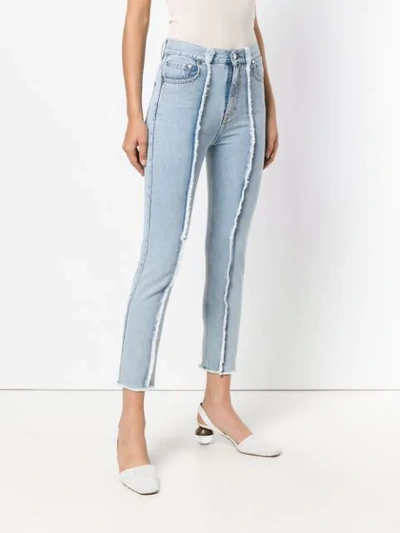 Shop Rokh Frayed Detail Skinny Jeans In Blue