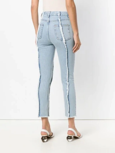Shop Rokh Frayed Detail Skinny Jeans In Blue