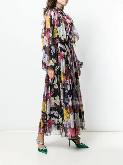 Shop Dolce & Gabbana Printed Silk Dress In Black