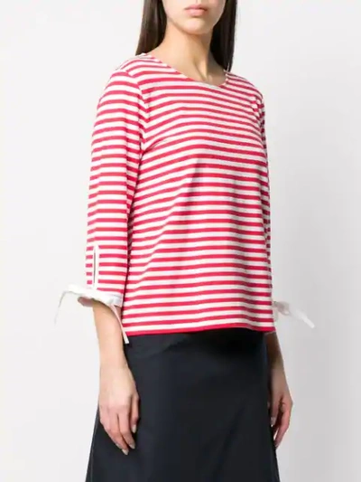 Fay Red And White Striped Blouse With Bow Details In Red