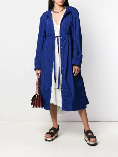 MARNI DRAWSTRING PARKA COAT - 蓝色