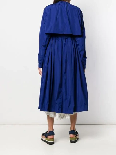 Shop Marni Drawstring Parka Coat In Blue