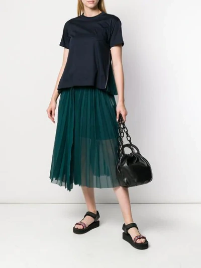 Shop Sacai Pleated Skirt In Blue