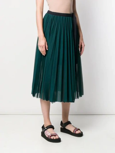 Shop Sacai Pleated Skirt In Blue