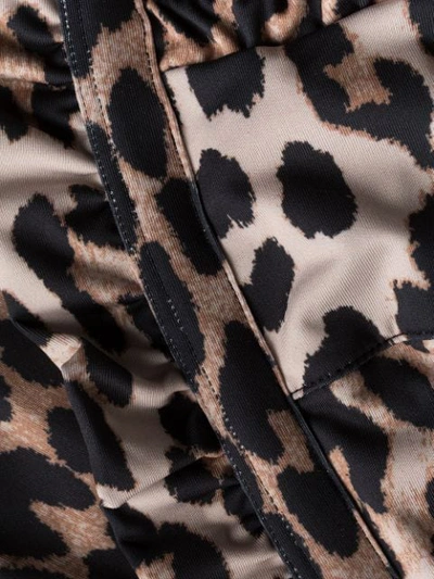 Shop Ganni Ruffled Leopard Print Bikini In Brown
